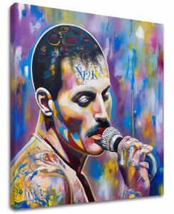 Obraz FREDDIE MERCURY - Legenda pod záři reflektorů | dotaženo rukou umělce - 60x60 cm