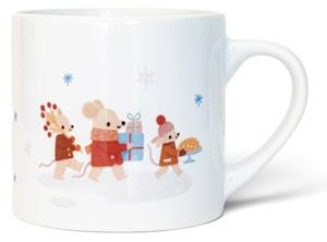 Porcelánový hrnek Vánoční myšky a domeček z pařezu 180 ml