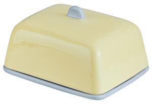 BUTTER Dóza na máslo keramická - žlutá/modrá