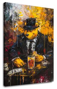 Obraz MAFIA BOSS BEAR | dotaženo rukou umělce - 100x150 cm