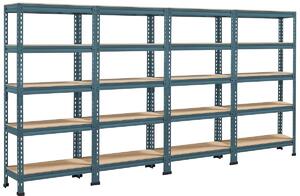 Rohový regál Modrá - 280 x 30 x 150 cm - 5 polic - Kov - Do sklepa, garáže nebo skladu