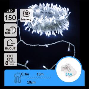 Aigostar - LED Venkovní řetěz 150xLED/8 funkcí 15,3m IP44 studená bílá