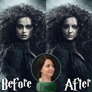 Obraz z fotografie Bellatrix Lestrange - Temná čarodějnice - 50x60 cm