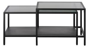 Černé skleněné konferenční stolky v sadě 2 ks 60x60 cm Bronco – Unique Furniture