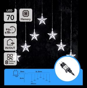 Aigostar - LED Venkovní řetěz 70xLED/230V 1,2x1m IP44 studená bílá hvězd