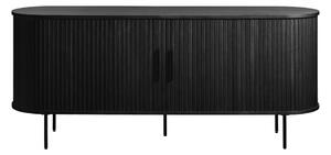 Černá nízká komoda v dekoru dubu s posuvnými dveřmi 76x180 cm Nola – Unique Furniture