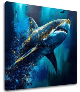 Dekorativní obraz na plátně - PREMIUM ART - Shark Force in Dark Water - 60x50 cm