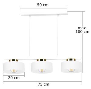 Lustr na lanku IGNIA 3xE27/60W/230V bílá/zlatá