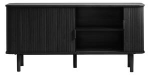 Černá nízká komoda v dekoru dubu s posuvnými dveřmi 76x160 cm Cavo – Unique Furniture