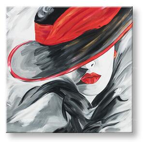 Obraz na plátně ŽENA V ČERNÉM KLOBOUKU 1 kus - 50x50 cm