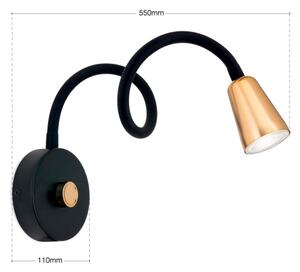 Orion - Stm. flexibilní nástěnná lampička DOTTY 1xGU10/10W/230V černá/mosaz