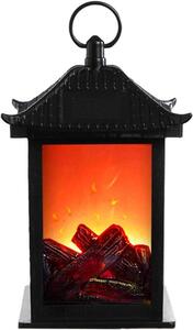 Dekorativní krb – černý – 16,1 x 16 x 26 cm – LED stolní krb s realistickým plamenem – vhodný do obývacího pokoje, ložnice a kanceláře