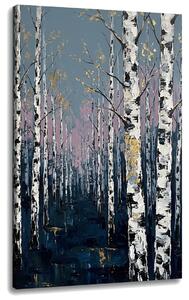 Obraz březový les na plátně – s ručně malovanými detaily - 40x60 cm