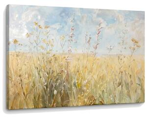 Obraz letní louka s divokými květinami na plátně – s ručně malovanými detaily - 60x40 cm