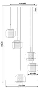 Zuma Line 003064-034743-Lustr na lanku SOLIX 5xE27/25W/230V pr.73 cm zlatá/černá