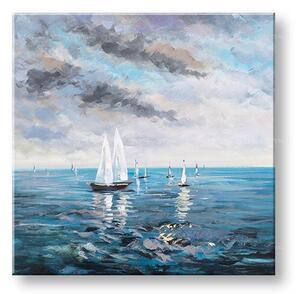 Ručně malovaný obraz LODĚ 70x70 cm - 70×70 cm / Premium 4 cm