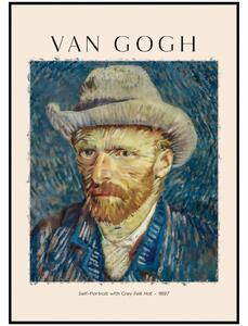 Vincent van Gogh - Autoportrét v šedém klobouku Rozměr plakátu: A4 (21 x 29,7 cm)