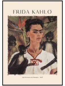 Frida Kahlo - Autoportrét s opicemi 1943 Rozměr plakátu: A4 (21 x 29,7 cm)