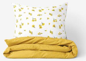 Goldea bavlněné ložní povlečení duo - žluté květy s medově žlutou 140 x 220 a 70 x 90 cm