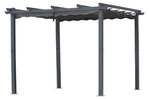 Pergola stan - Hliník - 3 x 3 m - Tmavě šedá s zatahovací střechou - Na verandu a terasu