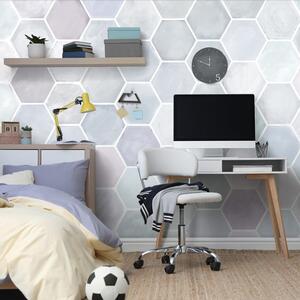 Tapeta šedo-modrý hexagon vzor