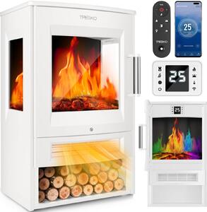 Elektrický krb 1800 W Smart Home černý - Krbová kamna s LED plamenem a ovládáním přes aplikaci - Stojící model - 1800 W - Pro obývací pokoj do 30 m²