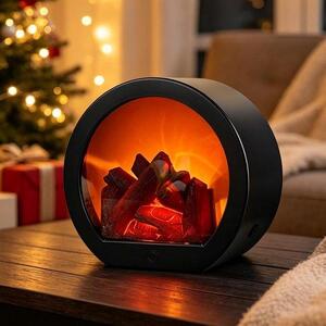 Elektrický krb Led Open Haard – černý – 140 x 140 x 245 mm – s efektem plamene a USB napájením – vhodný do obývacího pokoje