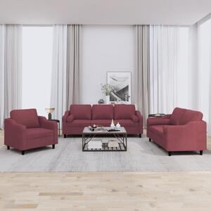 3dílná sedací souprava s polštáři vínová textil 3201792