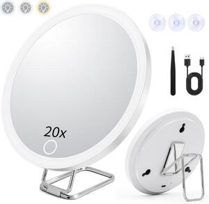 Zrcadlo se zvětšením a osvětlením – kulaté – 22 cm – LED osvětlení – pro domácí použití