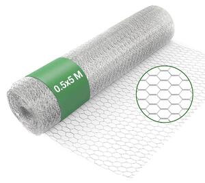 Drát na oplocení – 5 x 0,5 m – Zinkový – Krmná síť s oky 13 mm