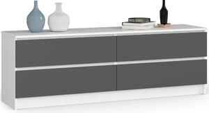 Ak furniture Komoda Kuba 160 cm 4 šuplíky bílá/grafitová
