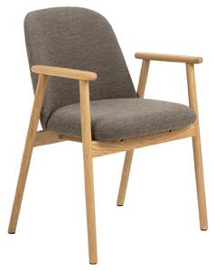 MAZZONI EXPORT RODERIC Hnědá Taupe (látka Monza 40)/rám: olejovaný dub - DŘEVĚNÁ ŽIDLE BOUCLÉ DO OBÝVACÍHO POKOJE / JÍDELNY / KUCHYNĚ RETRO