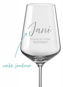 Pískovaná sklenička na víno Hlavně se z toho neposrat