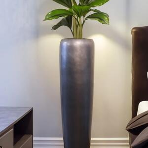 Vivanno luxusní květináč CAVITA, sklolaminát, výška 117 cm, stříbrno-antracit mat