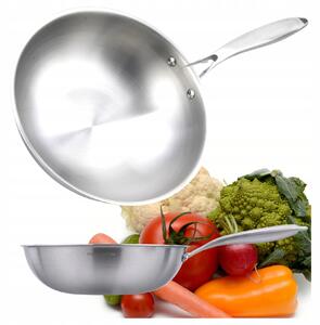 WOK pánev 30 cm nerezová ocel MASTERPAN INDUKCE PLYN
