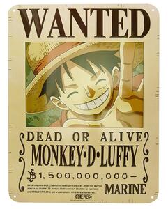 Plechová cedule One Piece - Luffy Wanted New World