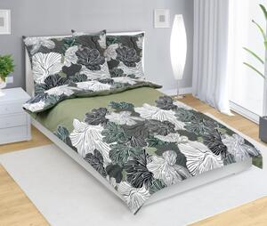 Bellatex Povlečení bavlna, Květ khaki zelený - 140x200, 70x90 cm