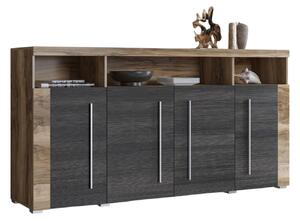 POUND šuplíková komoda 4S, ořech Satin/touchwood