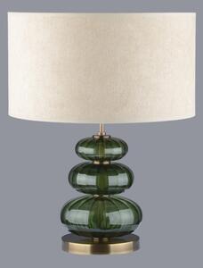 DBK GLASS Stolní lampa se třemi skleněnými oblázky v barvě zeleného olivínu a válcovitým stínidlem, „barvy dle výběru“ SE-3050-1-PT-green-olivine