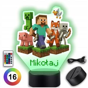 Noční lampa Koala Wood Minecraft vícebarevná s napájením přes USB/bat