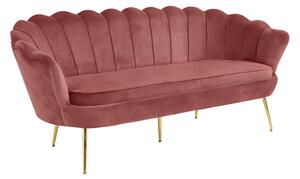 KONDELA Luxusní pohovka, 3-sed, růžová Velvet látka / chrom zlatý, styl Art-deco, NOBLIN