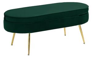 KONDELA Luxusní taburet, smaragdová Velvet látka / chrom zlatý, Art-deco, NOBLIN TABURET TYP 2