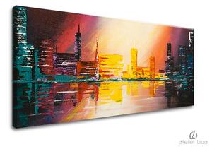 Autorská reprodukce na plátně MĚSTO - 60x30 cm