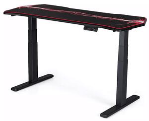 Výškově nastavitelný herní stůl 1400x690x25 mm, deska Gaming Pro černá s herní podložkou, 3segmentová Premium černá podnož