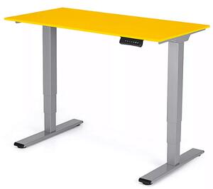 Výškově nastavitelný stůl 1180x600x18 mm, deska zářivě žlutá, 3segmentová šedá podnož