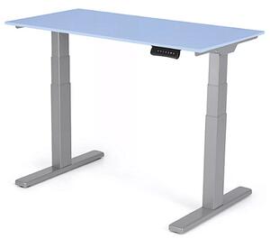 Výškově nastavitelný stůl 1180x600x18 mm, deska horizont modrá, 3segmentová Premium šedá podnož