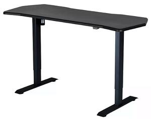 Výškově nastavitelný herní stůl 1400x690x25 mm, deska Gaming Pro černá, 2segmentová černá podnož