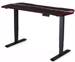 Výškově nastavitelný herní stůl 1400x690x25 mm, deska Gaming Pro černá s herní podložkou, 3segmentová černá podnož