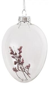 Skleněná velikonoční závěsná ozdoba vajíčko se sušenými květy Narcisse II – 7x10 cm