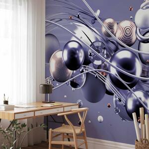 Fototapeta Dynamický prostor s koulemi ve fialové - moderní abstrakce